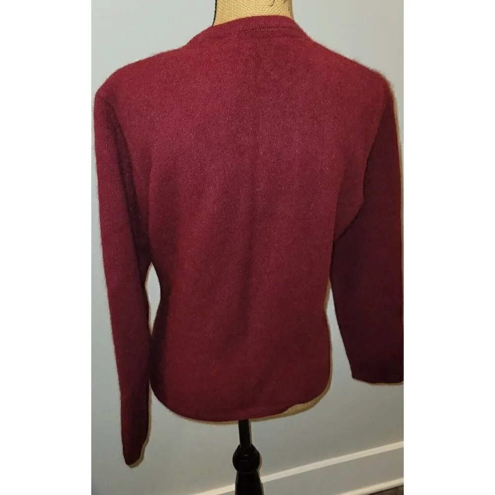 Possumdown Button Down Sweater Cardigan Merino Wool Burgundy Red Sz Large